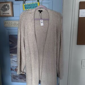 Express Cream Open-Front Cardigan